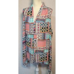 Spense Top‎ Shirt Blouse Size 2X Multicolor Boho Floral Women's Sleeveless 0953